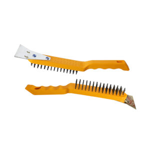 ABC WIRE BRUSH WITH SCRAPER P/H YLW
