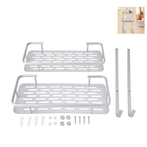 BATHROOM SHELF ALUMINIUM SQUARE 2 TRAY CP CHINA