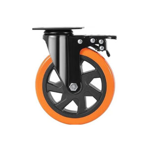 CASTER WHEEL INDUSTRIAL ORG&BLK FLAT-MOV WITH LOCK