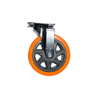 CASTER WHEEL INDUSTRIAL ORG&BLK FLAT-MOV W/OUT LOCK
