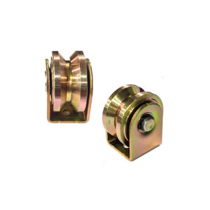 GATE WHEEL SINGLE YELLOW 50mm SQUARE BRACKET V-GROOVE