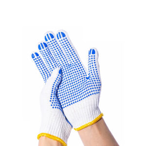 GLOVES HAND COTTON YELLOW & WHITE BLUE DOTS 14668-1 CHINA