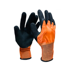 GLOVES HAND FULL RUBBER COATED ORG & BLACK 14668-5 CHINA