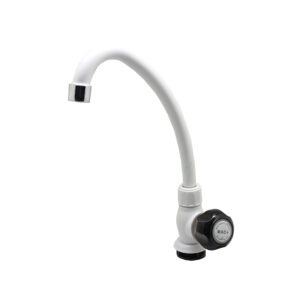 MAC PLUS SWAN NECK TAP PLASTIC ROUND BLACK HEAD 15MM