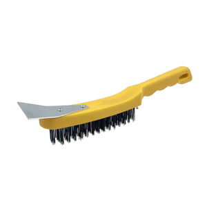 WIRE BRUSH YELLOW PLASTIC HANDLE WITH SCRAPER